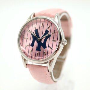New York Yankees Women's Pink Watch 33mm Game Time Faux Leather w New Battery
